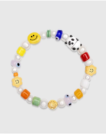 Nialaya Jewellery - Men's Panda Pearl Bracelet