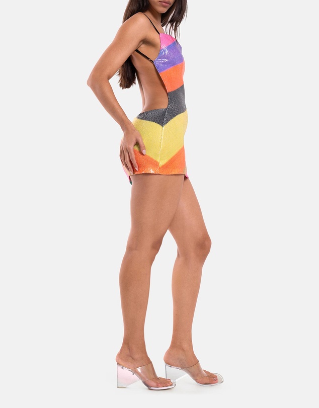 Jaded London - Open Back Sequin Stripe Mini Dress