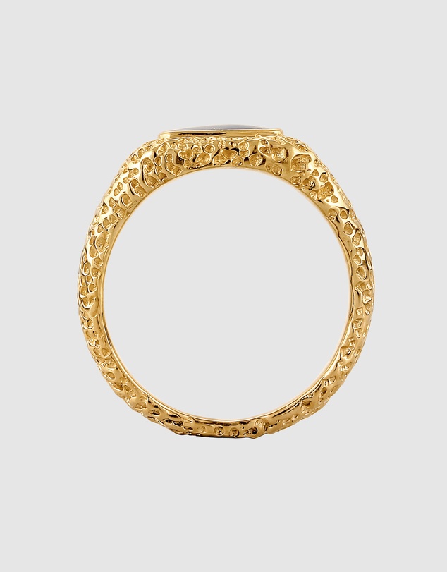 Kuzzoi - ICONIC EXCLUSIVE - Enamel Signet Ring in Gold-Plated 925 Sterling Silver