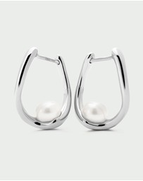 PDPAOLA - Pearl Aura Silver Hoops