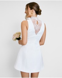 Six Stories - Lace High Neck A-line Mini Dress