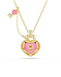 Swarovski - Idyllia Pendant, Mixed Cuts, Heart, Key, Pink, Gold-Tone Plated