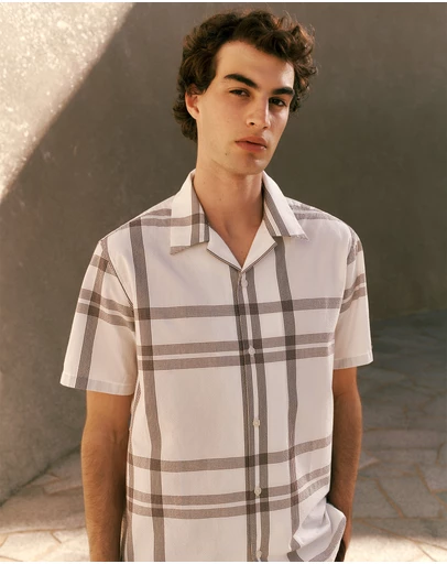 Trenery - Seersucker Check Camp Shirt in White