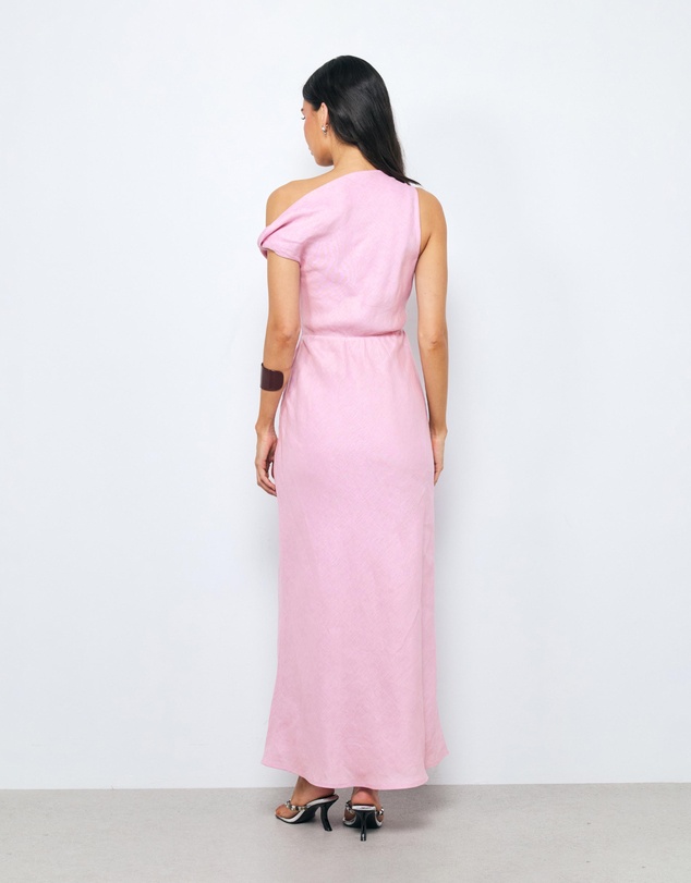 AERE - Fia Linen Draped Off Shoulder Maxi Dress