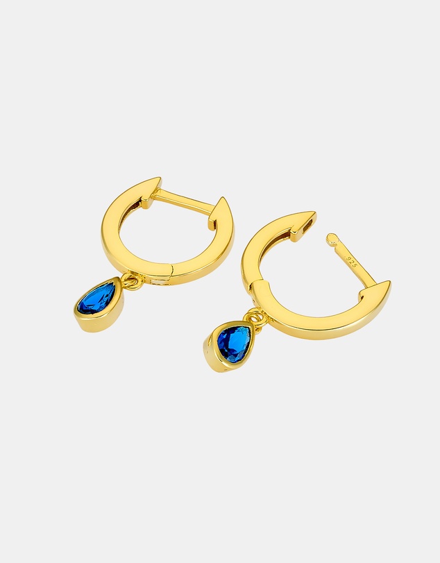 Zoe Olivia - 14K Gold Vermeil Cubic Zirconia Pear Drop Huggies