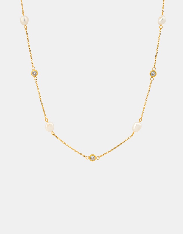 Zoe Olivia - Waterproof Pearl & Cubic Zirconia Necklace