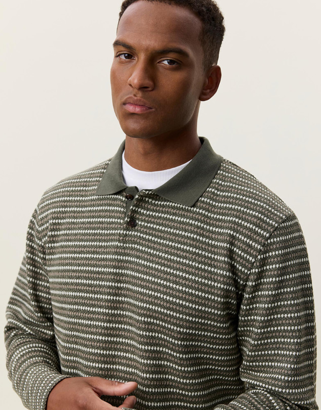 Les Deux - Knitted Stripe LS Polo