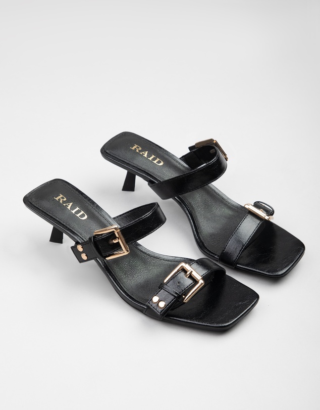RAID - Mesmerize kitten heeled sandals with buckles in black