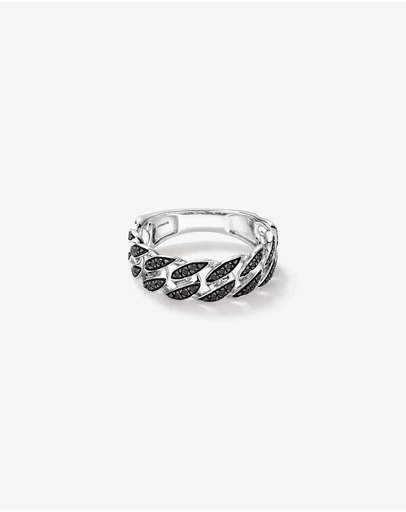 Michael Hill - Men's 0.29 Carat TW Men's Black Diamond Chain Link Ring in Sterling Silver