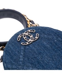 Pre-Loved by Azura Reborn - Pre-Loved Denim 19 Round Clutch with Chain