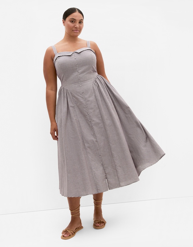 City Chic - Plus size Tessa Gingham Midi Dress - chocolate