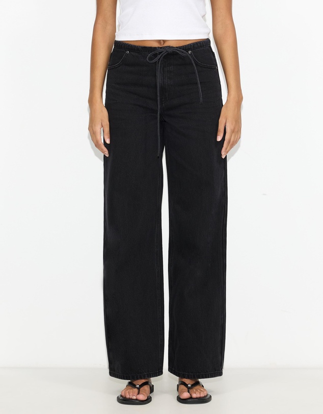 Dazie - Budapest Tie Front Low Rise Straight Leg Jeans