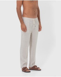 Coast Clothing - St. Tropez Linen Pant - Sand Stripe