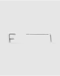 Wanderlust + Co - Alphabet Bubble Silver Stud Earrings - Letter F