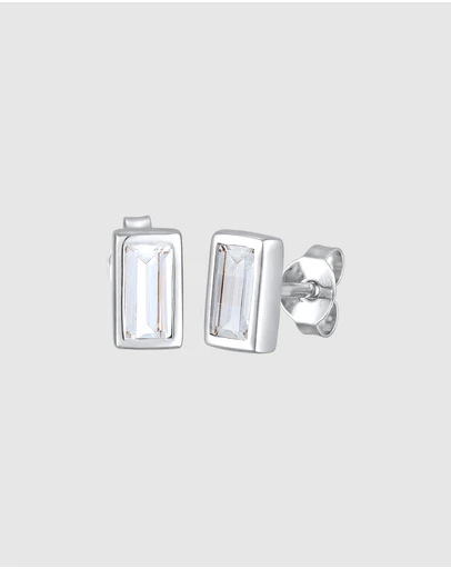Kuzzoi - ICONIC EXCLUSIVE - Topaz Stud Earrings in 925 Sterling Silver