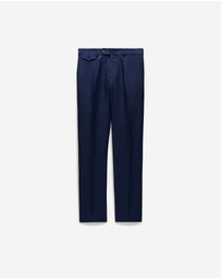 Calibre - Textured Linen Blend Pants Denim Blue