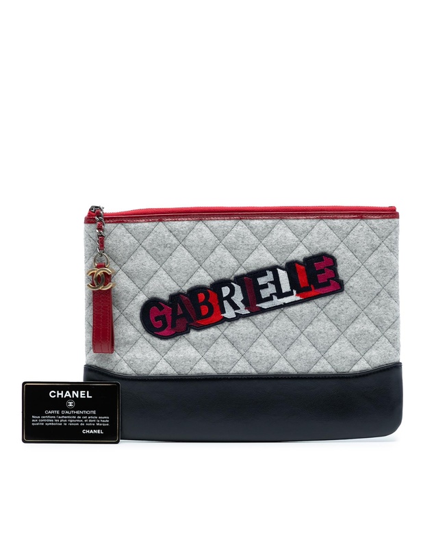 Pre-Loved by Azura Reborn - Pre-Loved Medium Quilted Wool and Calfskin Gabrielle O Case Clutch