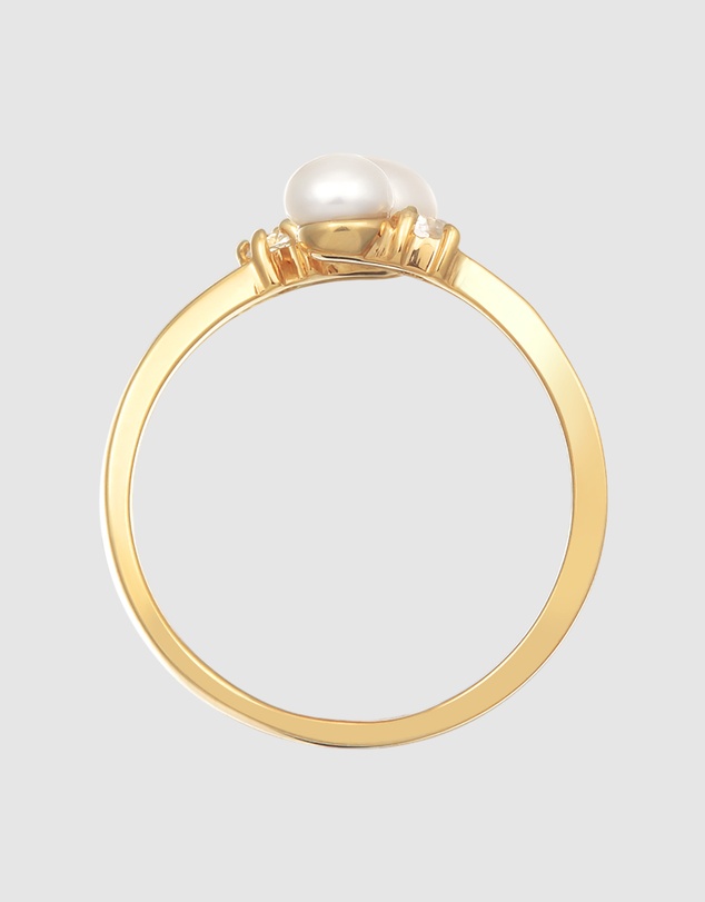 Elli Jewelry - Ring Wrap Open Classic with Freshwater Pearls in 925 Sterling Silver Gold Plated