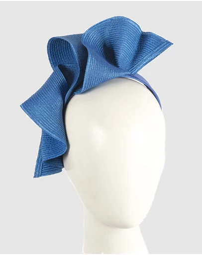 Max Alexander - Large Wavy Blue Racing Fascinator