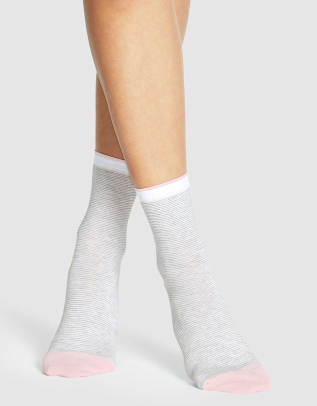 Levante - 3 Pack Lina Fine Stripe Crew Sock