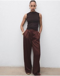 M.N.G - Straight-Leg Crinkled-Effect Trousers