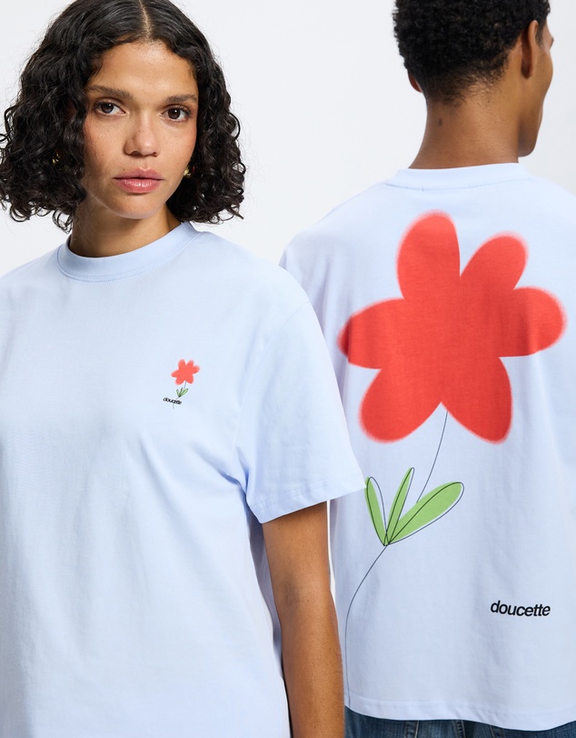 Doucette - Red Flower Trim Tee