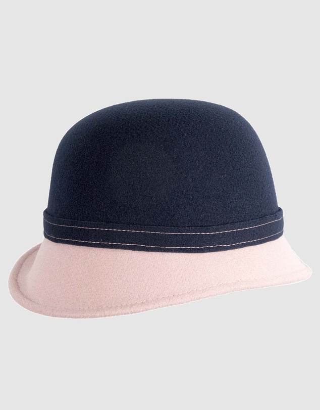 Max Alexander - Winter Felt Navy/Pink Cloche Hat