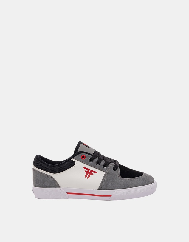 Fallen Footwear - Fallen Footwear Patriot Kids Suede/PU Skate Sneaker GRY/WHT/RED