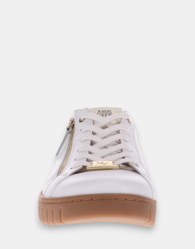Mia Vita - Luna Zip Casual Sneaker - White/Tan
