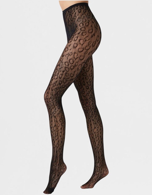 High Heel Jungle - Leopard Print Fishnet Tights