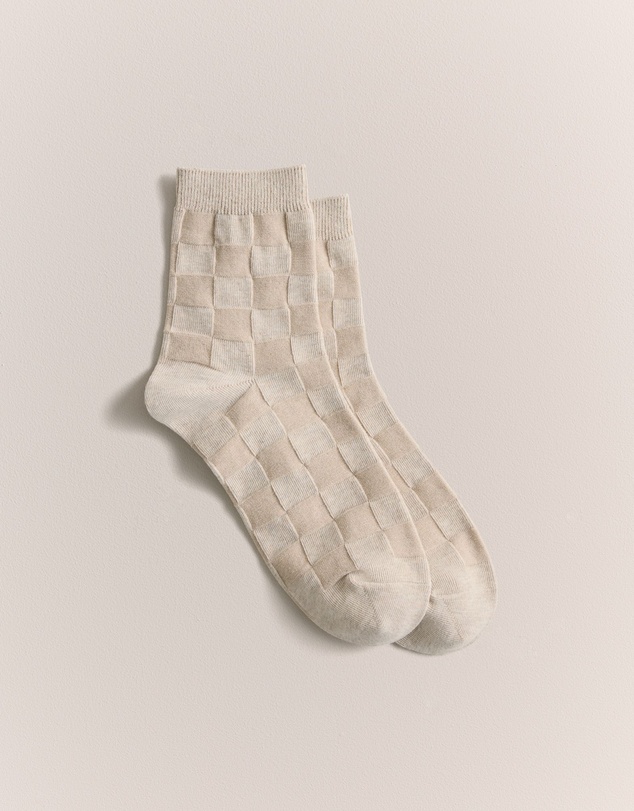 Trenery - Jacquard Lattice Sock in Flax Marle