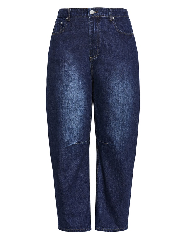 City Chic - Plus size Harley Fit Brooke Barrel Jean - dark wash