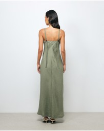 AERE - Jaida Bias Linen Slip Dress