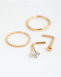 Lovisa - Gold Surgical Steel Diamante Twist Nose Ring 4-Pack