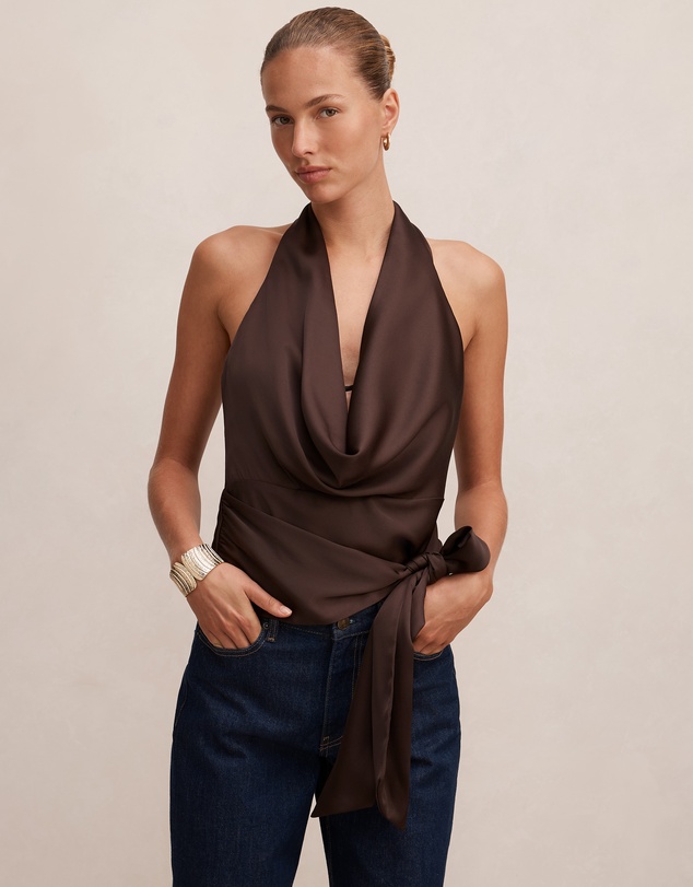 Forever New - Jordyn Cowl Halter Neck Tie Top