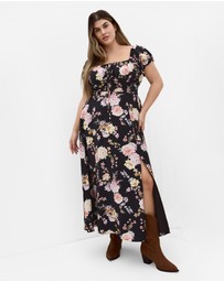 City Chic - Abbigail Floral Print Maxi Dress - Black