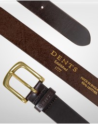 DENTS - Heritage Lined Full Grain Leather Belt with Brass Buckle