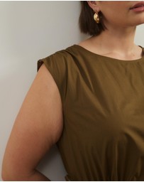 Atmos&Here Curvy - Cora Drawstring Poplin Midi Dress