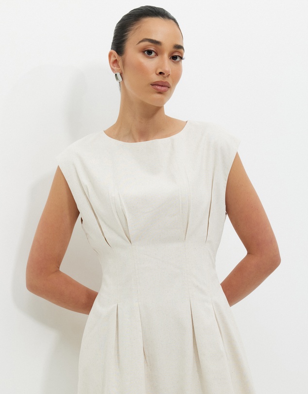 Calli - Gordon Pintuck Linen Blend Dress