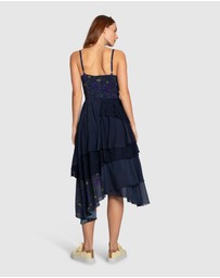 Belle & Bloom - Charmed Floral Print Ruffle Midi Dress