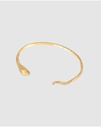 Elli Jewelry - Bracelet Bangle Open Snake Motif in 925 Sterling Silver Gold Plated