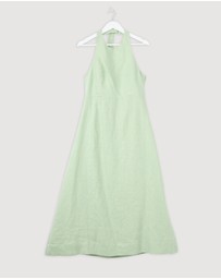 Revibe - Repaired AERE Waverly Halter Linen Midi Dress - AU 12
