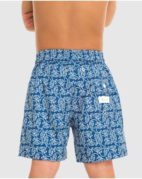 Tolu Australia - Boys Swim Shorts With Blue Fishes
