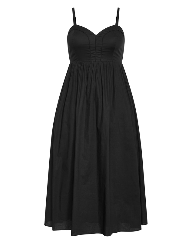 City Chic - Plus size Positano Strappy Cotton Maxi Dress - black
