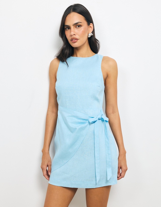 AERE - Jaya Wrap Linen Mini Dress