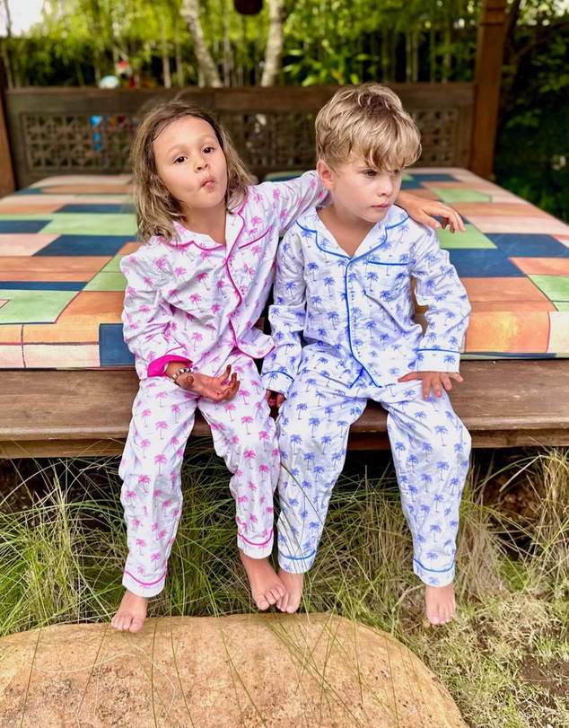 Sant And Abel - Kids Blue Palm Tree Long PJ Set