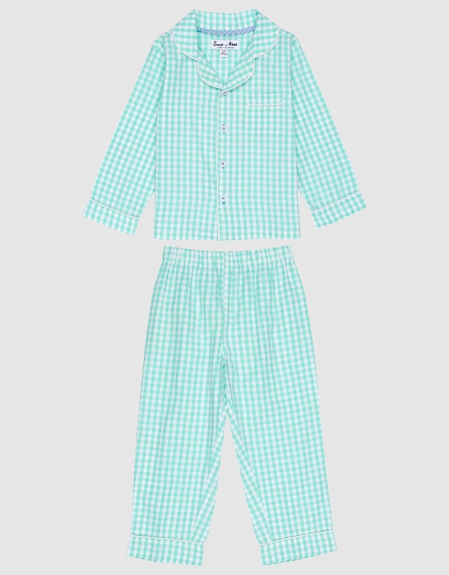 Sant And Abel - Kids Hepburn Gingham Mint Long PJ Set