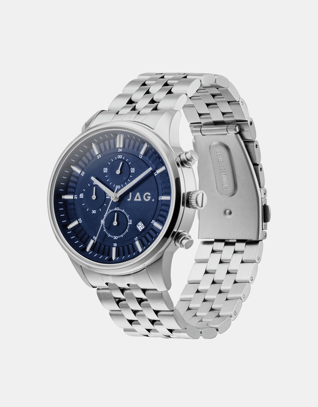 Jag - Albany Mens Blue Dial 45mm Silver Watch