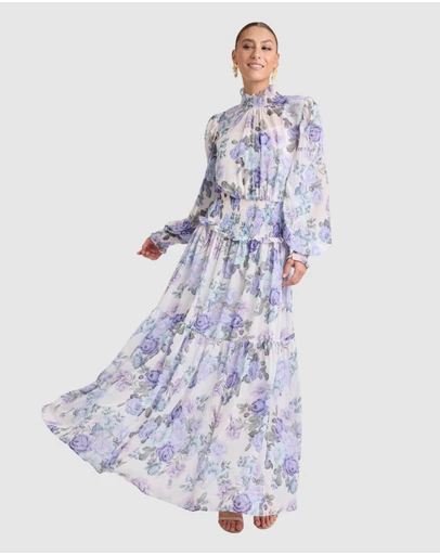Honey and Beau - Fluerina High Neck Midi Dress
