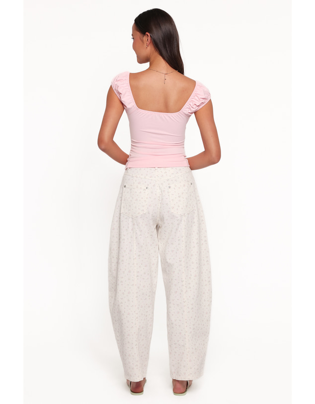 Petal & Pup - Tulsi Barrel Leg Jeans - Cream/Pink Floral